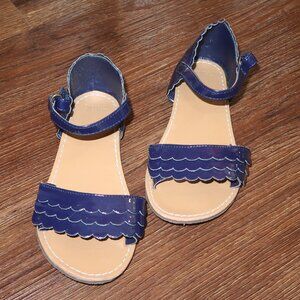 Girls Sweet Gymboree Navy Blue Patent Scalloped Edge Sandals Shoes Toddler sz 10